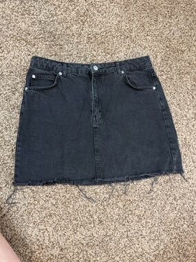 Topshop Black Denim Mini Skirt